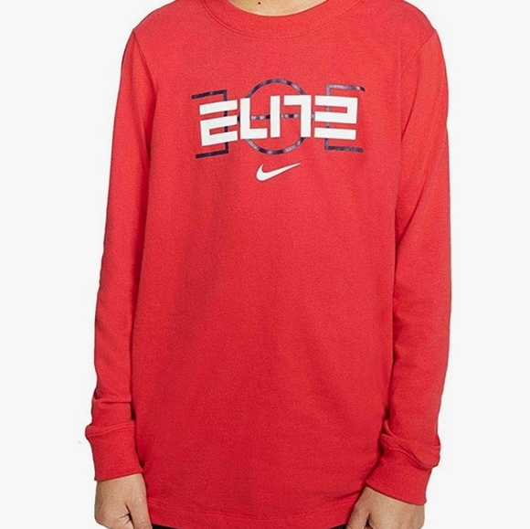 Nike ELITE Long Sleeve Top Shirt CI9654-657 Red Boy’s Size Large - Picture 2 of 6